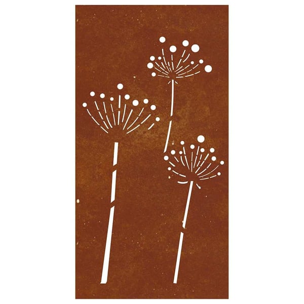 vidaXL Veggdekorasjon til hage 105x55 cm cortenstål blomsterdesign