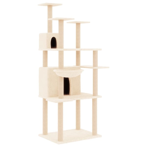 vidaXL Kattetre med klorestolper i sisal kremhvit 166 cm
