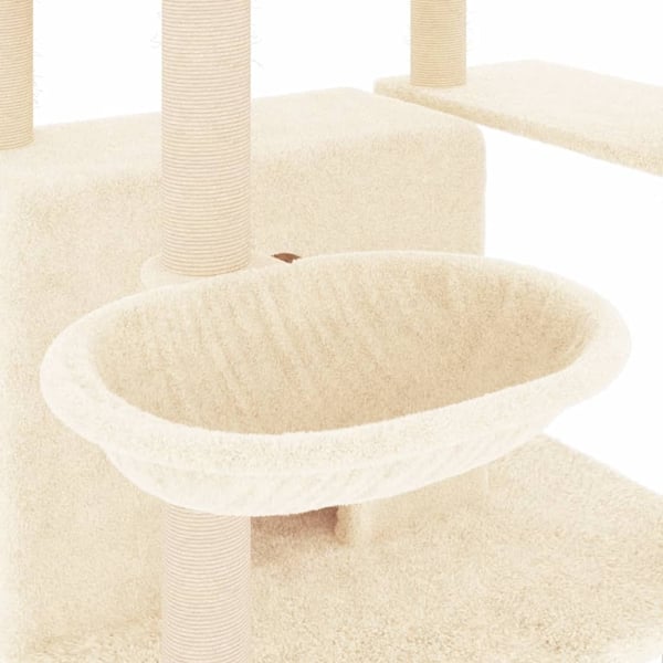 vidaXL Kattetre med klorestolper i sisal kremhvit 166 cm