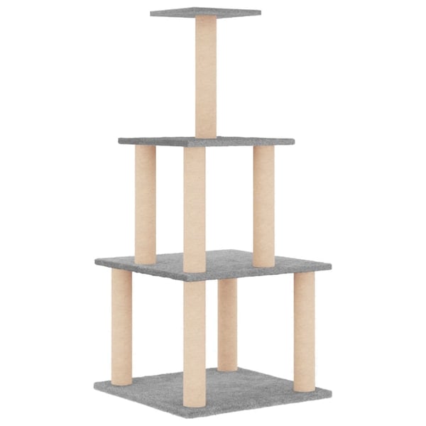 vidaXL Kattetre med klorestolper i sisal lysegrå 111 cm
