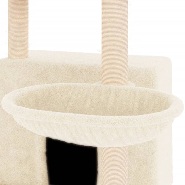 vidaXL Kattetre med klorestolper i sisal kremhvit 132 cm