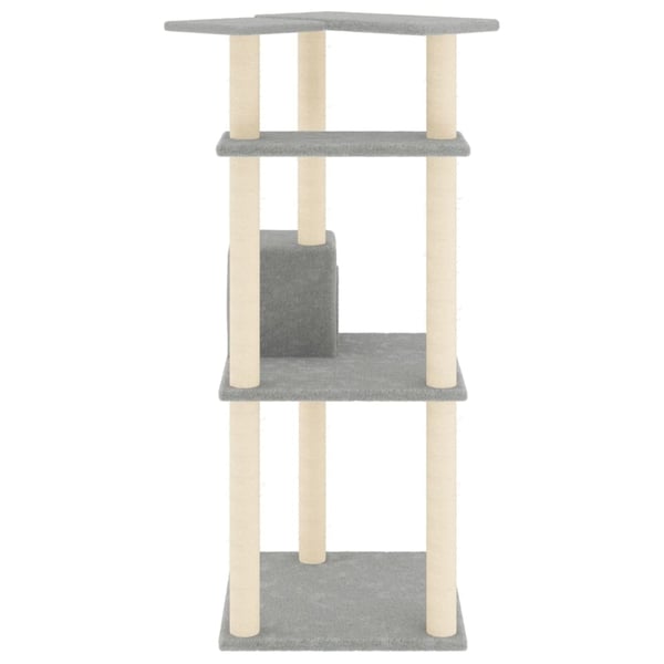 vidaXL Kattetre med klorestolper i sisal lysegrå 123 cm