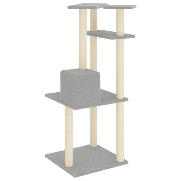 vidaXL Kattetre med klorestolper i sisal lysegrå 123 cm