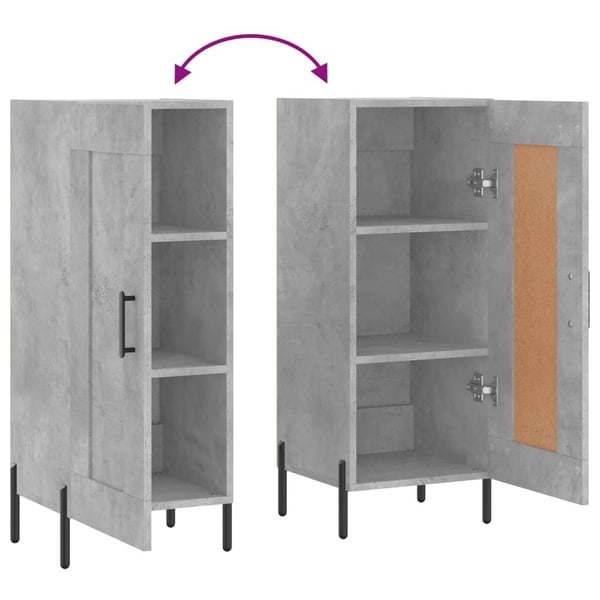 vidaXL Skjenk betonggrå 34,5x34x90 cm konstruert tre