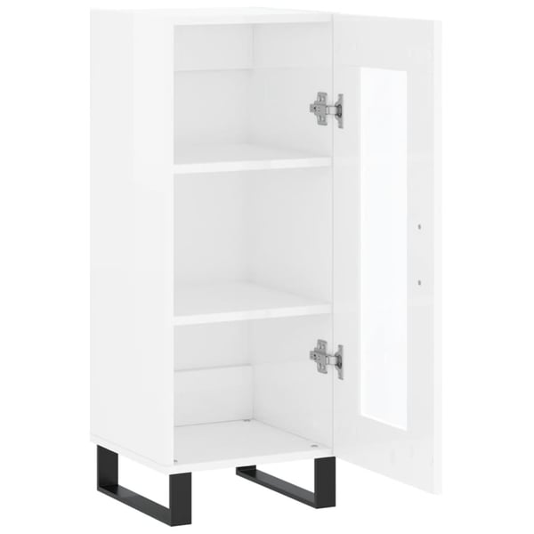 vidaXL Skjenk høyglans hvit 34,5x34x90 cm konstruert tre