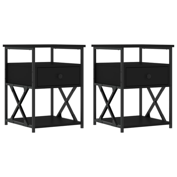 vidaXL Yöpöydät 2 kpl musta 40x42x55 cm tekninen puu