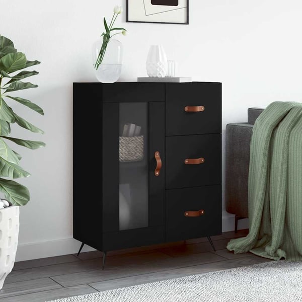 vidaXL Skjenk svart 69,5x34x90 cm konstruert tre