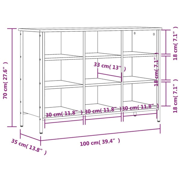 vidaXL Skoskap brun eik 100x35x70 cm konstruert tre