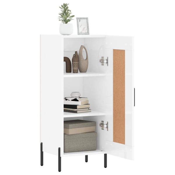 vidaXL skænk 34,5x34x90 cm konstrueret træ hvid højglans