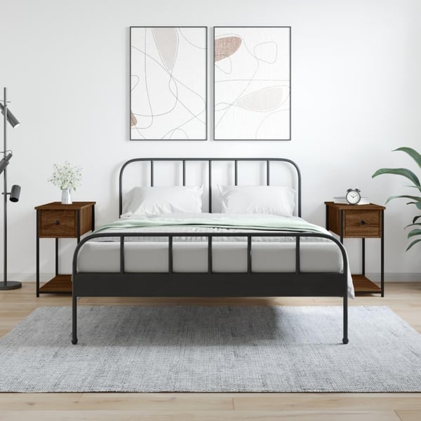 vidaXL Nattbord 2 stk brun eik 30x60x60 cm konstruert tre