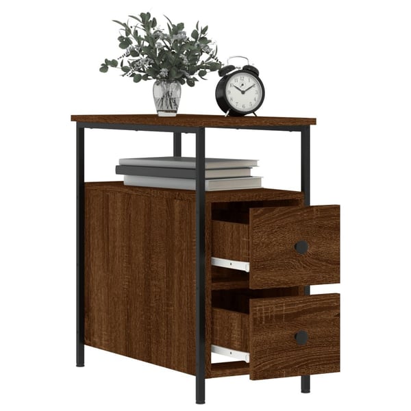 vidaXL Nattbord 2 stk brun eik 30x60x60 cm konstruert tre