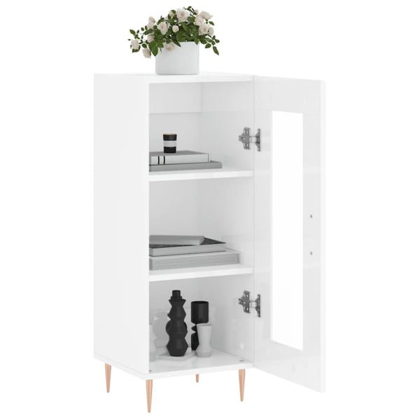 vidaXL Skjenk høyglans hvit 34,5x34x90 cm konstruert tre