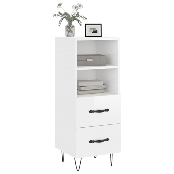 vidaXL skænk 34,5x34x90 cm konstrueret træ hvid højglans