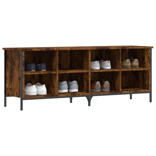 vidaXL Skoskap røkt eik 131x35x50 cm konstruert tre