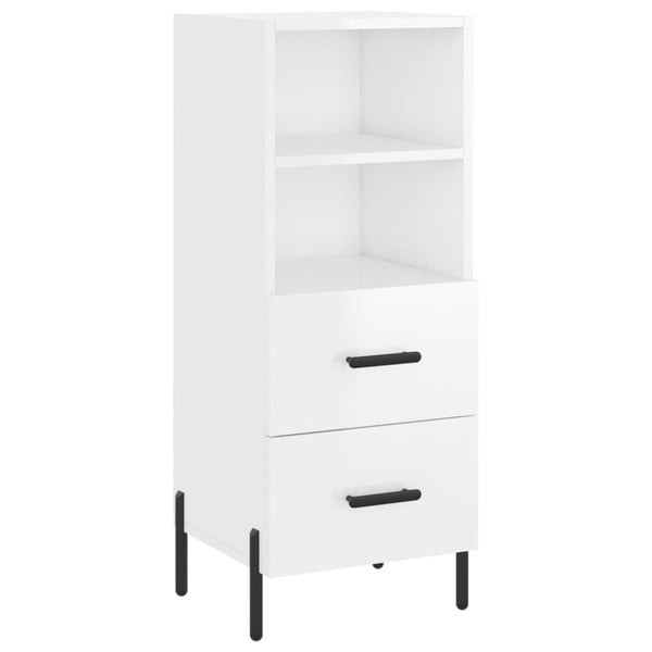 vidaXL skænk 34,5x34x90 cm konstrueret træ hvid højglans
