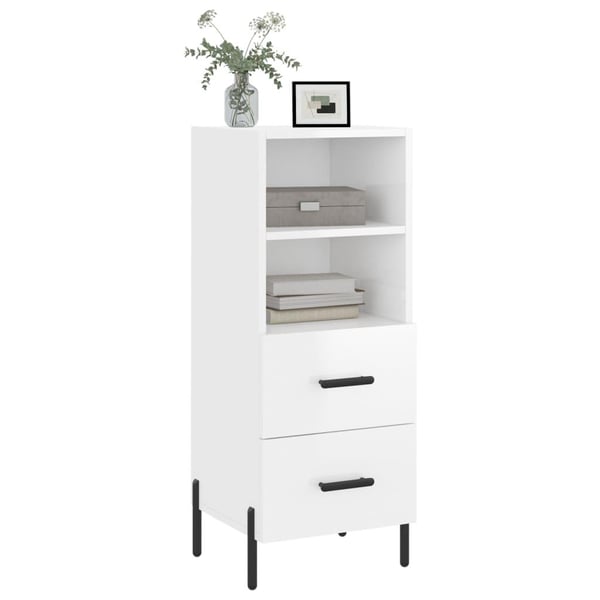 vidaXL skænk 34,5x34x90 cm konstrueret træ hvid højglans