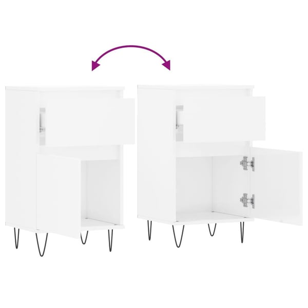 vidaXL Skjenker 2 stk høyglans hvit 40x35x70 cm konstruert tre