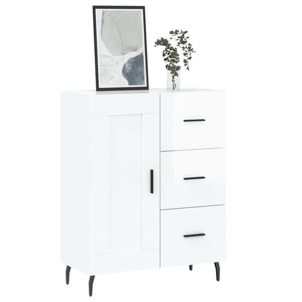 vidaXL Skjenk høyglans hvit 69,5x34x90 cm konstruert tre