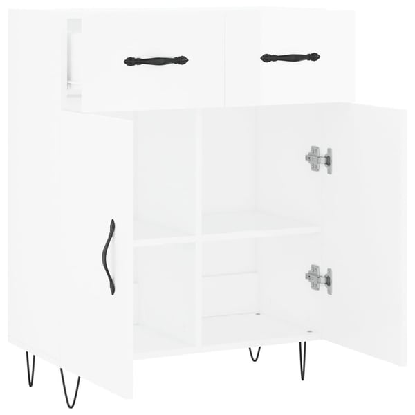 vidaXL Skjenk høyglans hvit 69,5x34x90 cm konstruert tre