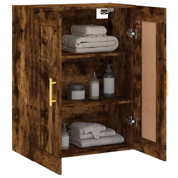 vidaXL Veggskap røkt eik 69,5x34x90 cm konstruert tre