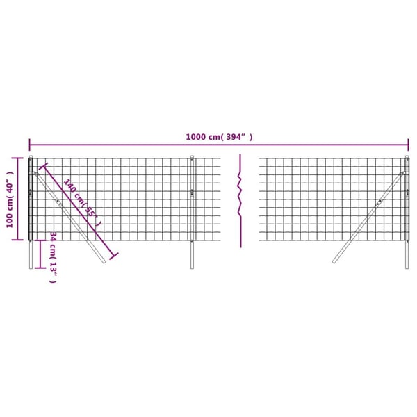 vidaXL trådhegn 1x10 m galvaniseret stål grøn