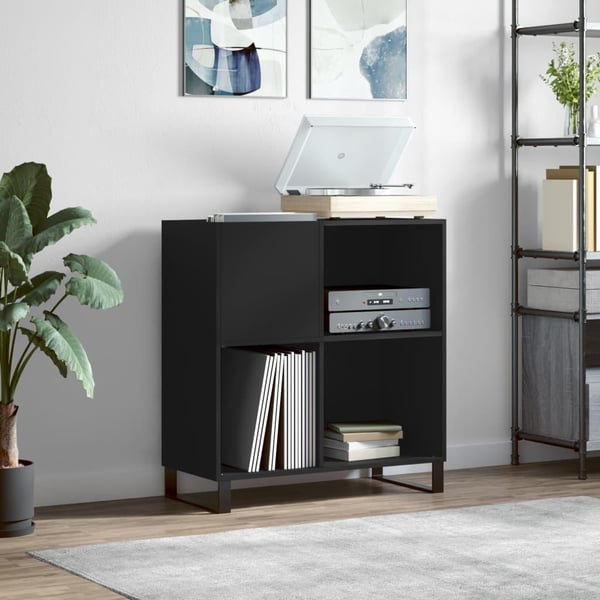 vidaXL vinylskab 84,5x38x89 cm konstrueret træ sort