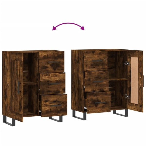 vidaXL Skjenk røkt eik 69,5x34x90 cm konstruert tre