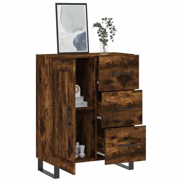 vidaXL Skjenk røkt eik 69,5x34x90 cm konstruert tre