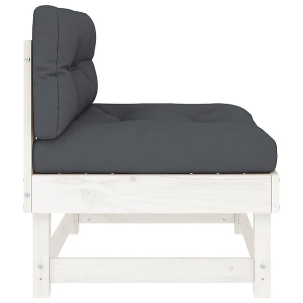 vidaXL Mittensoffor med dynor 2 st vit massiv furu