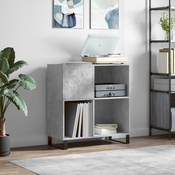 vidaXL Hifi-benk betonggrå 84,5x38x89 cm konstruert tre