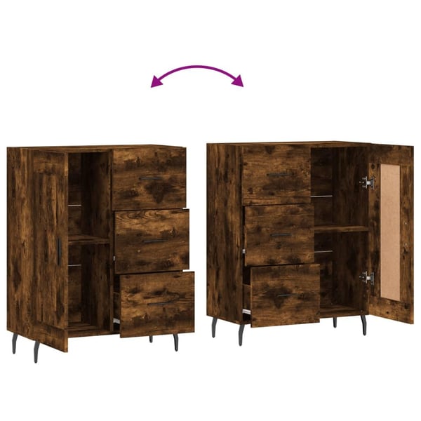 vidaXL Skjenk røkt eik 69,5x34x90 cm konstruert tre