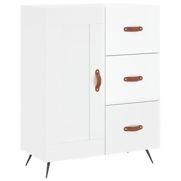 vidaXL Skjenk høyglans hvit 69,5x34x90 cm konstruert tre