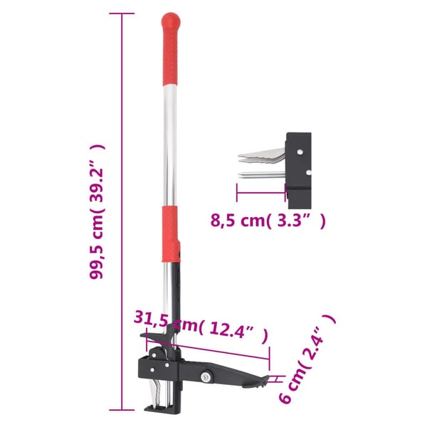 vidaXL Rikkaruohorauta punainen/hopea 99,5 cm anodisoitu alumiini