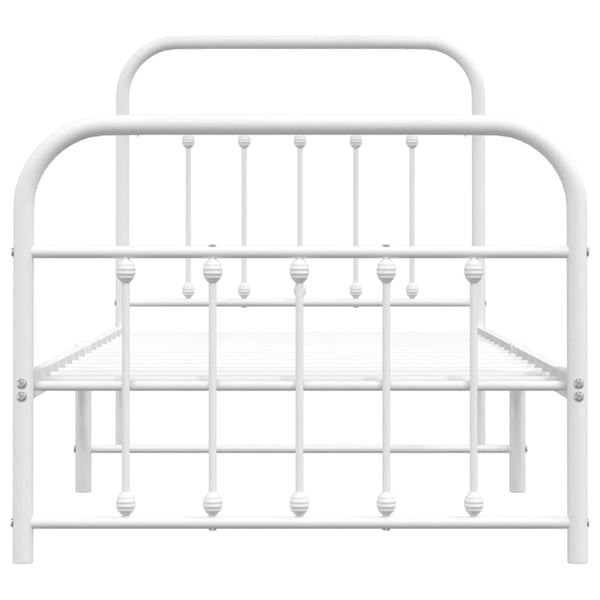 vidaXL Sengeramme i metall med hode- og fotgavl hvit 90x190 cm