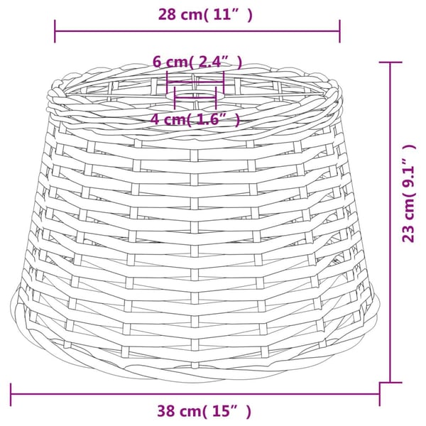 vidaXL Taklampeskjerm hvit Ø38x23 cm flettet
