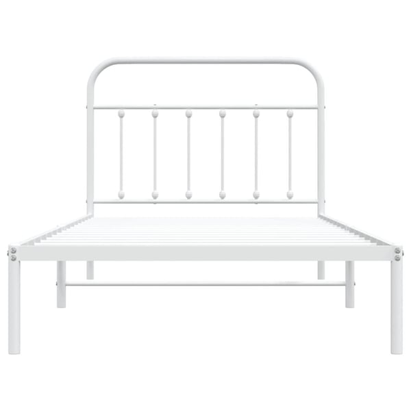 vidaXL Sengeramme i metall med hodegavl hvit 100x200 cm