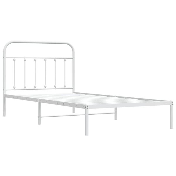 vidaXL Sengeramme i metall med hodegavl hvit 107x203 cm