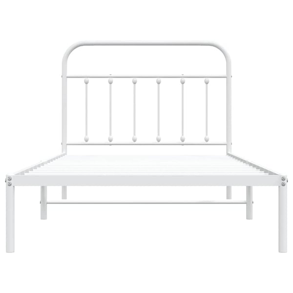 vidaXL Sengeramme i metall med hodegavl hvit 107x203 cm
