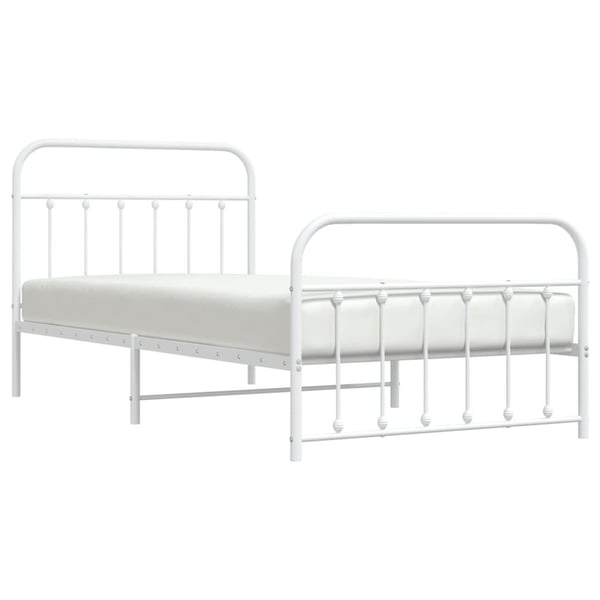 vidaXL Sengeramme i metall med hode- og fotgavl hvit 100x200 cm