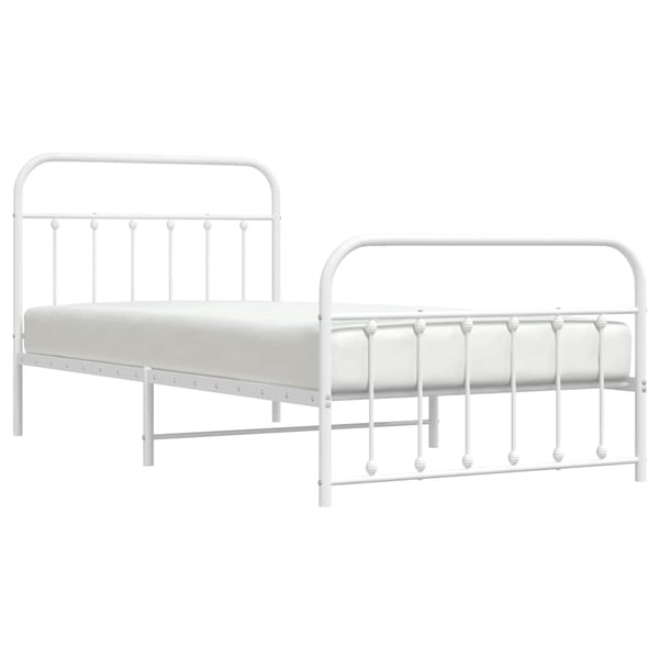 vidaXL Sengeramme i metall med hode- og fotgavl hvit 107x203 cm