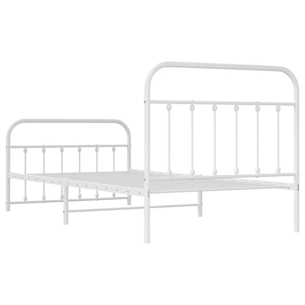 vidaXL Sengeramme i metall med hode- og fotgavl hvit 107x203 cm