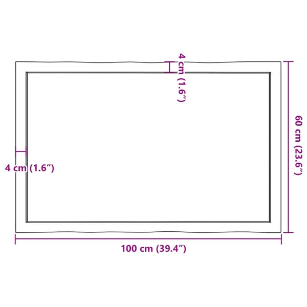 vidaXL Bordplate mørkegrå 100x60x6 cm behandlet eik naturlig kant