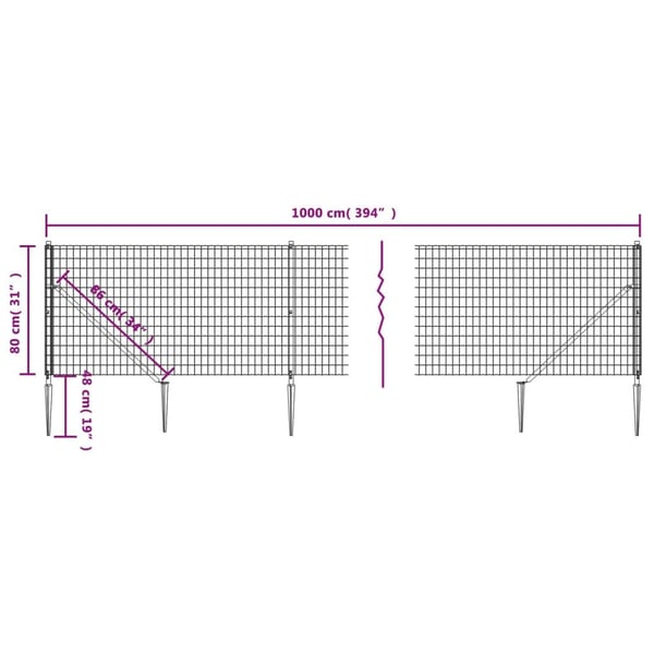 vidaXL Verkkoaita maapiikeillä antrasiitti 0,8x10 m