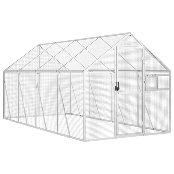 vidaXL Fuglehus sølv 1,79x4x1,85 m aluminium