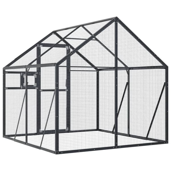 vidaXL Fuglehus antrasitt 1,79x2x1,85 m aluminium