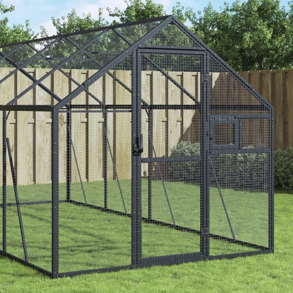 vidaXL Fuglehus antrasitt 1,79x8x1,85 m aluminium