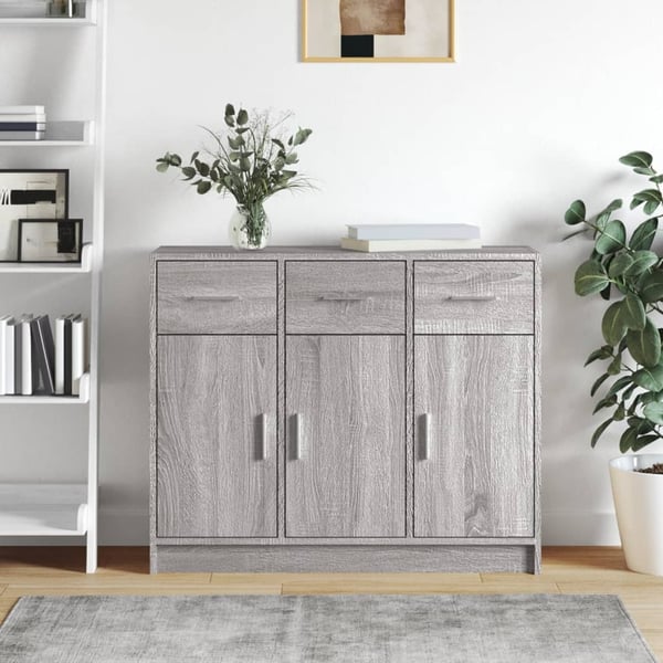 vidaXL Senkki harmaa Sonoma 91x28x75 cm tekninen puu