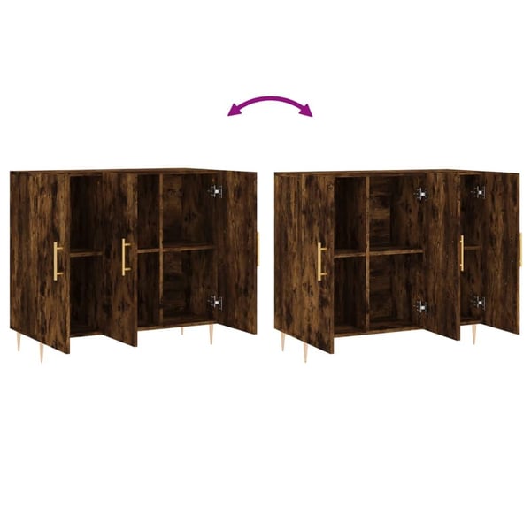 vidaXL Skjenk røkt eik 90x34x80 cm konstruert tre