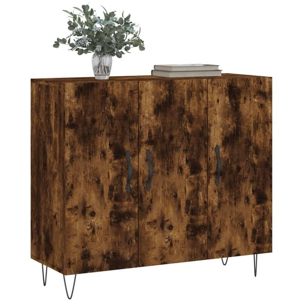 vidaXL Skjenk røkt eik 90x34x80 cm konstruert tre