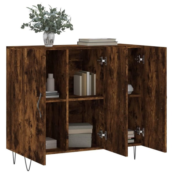 vidaXL Skjenk røkt eik 90x34x80 cm konstruert tre